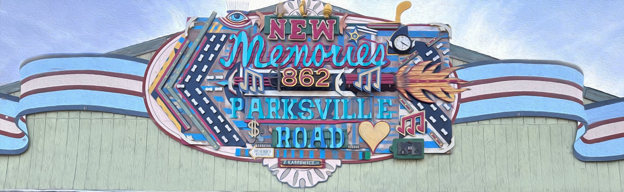 New Memories 862 Parksville Road — sign by J. Karpowicz